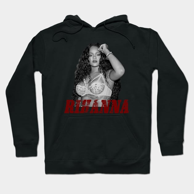 Rihanna black white red Hoodie by nurkaymazdesing